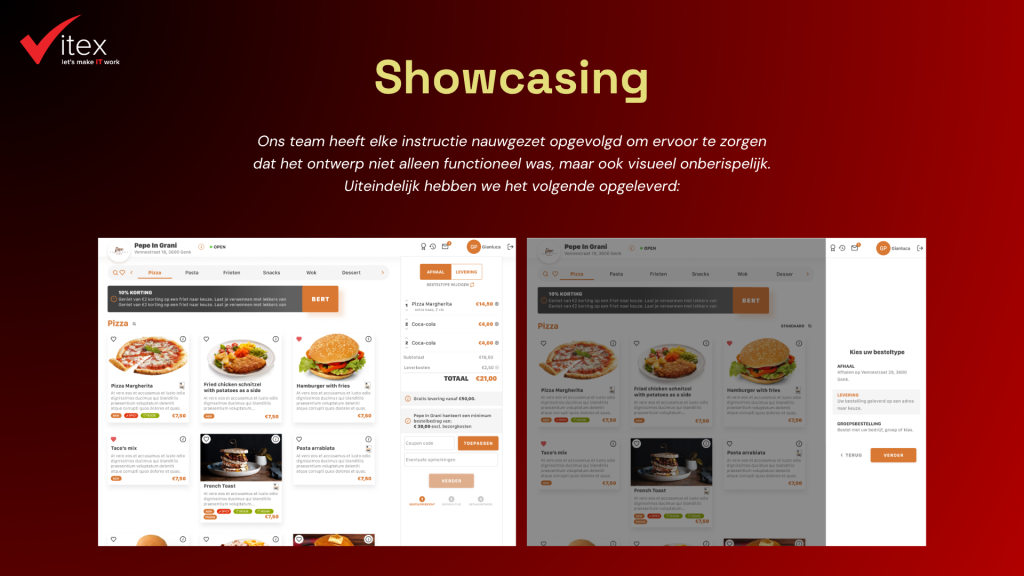De showcase van de F&B-app